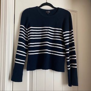 Topshop striped bell sleeve knit crew neck sweater